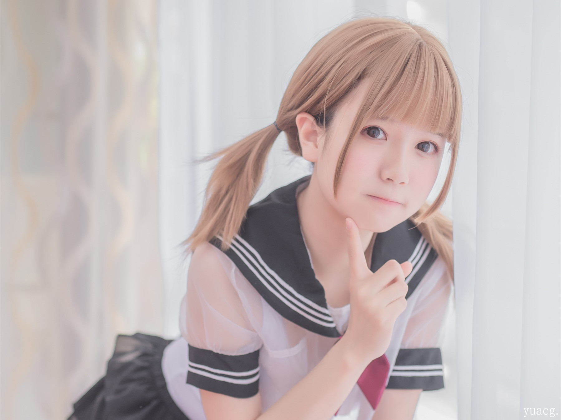 [白金Saki]白丝学生制服