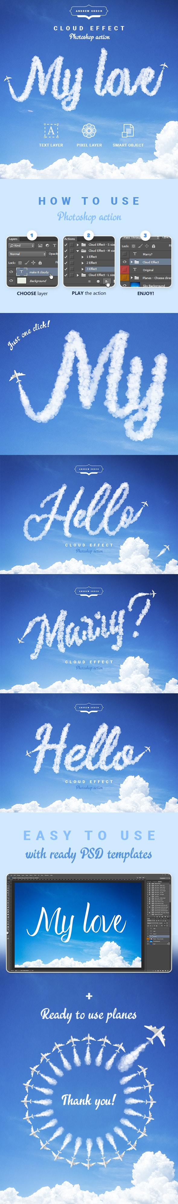 云文字效果PS动作 Cloud Text Photoshop Action插图1