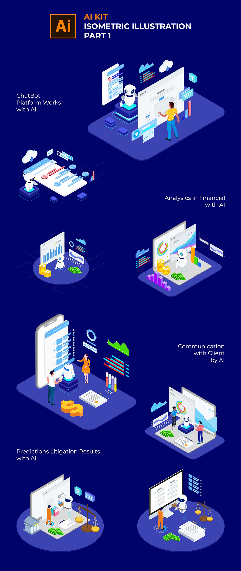 人工智能等距插画工具包 AI Kit Isometric Illustration插图